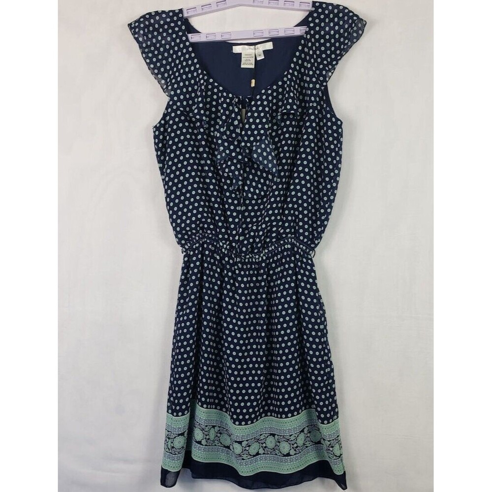 Max Studio M Dress Womens Medium Blue Floral Summer Sleeveless Elastic Waist